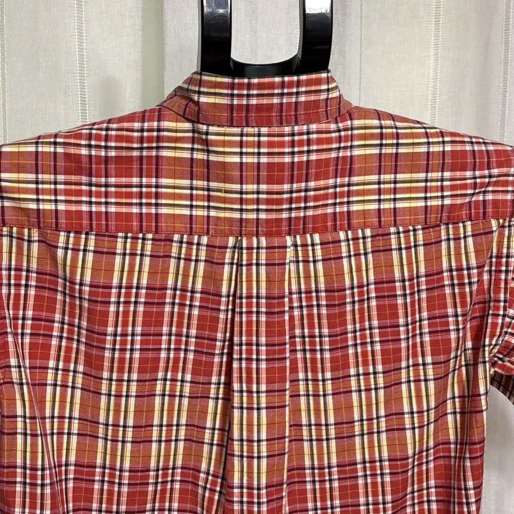 Polo Ralph Lauren Shirt Boys Size Medium 12/14 Plaid SS Button‎ Up Blue Pony